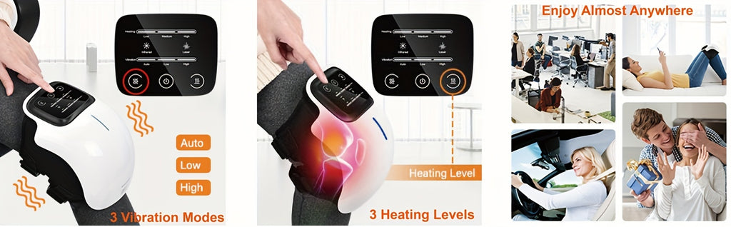 Large Cordless Knee Massager – Heat & Vibration with Adjustable Temperature
