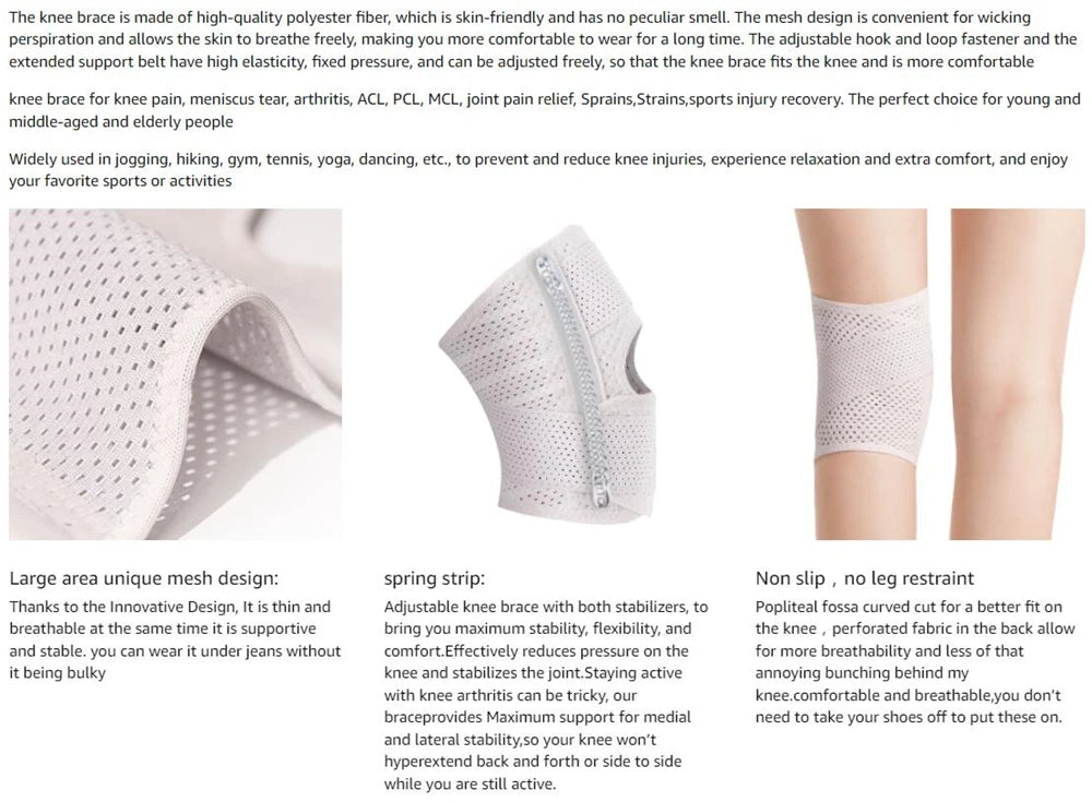 Knee Brace with Side Stabilizers for Meniscus, ACL/MCL & Arthritis Pain Relief