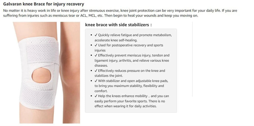 Knee Brace with Side Stabilizers for Meniscus, ACL/MCL & Arthritis Pain Relief